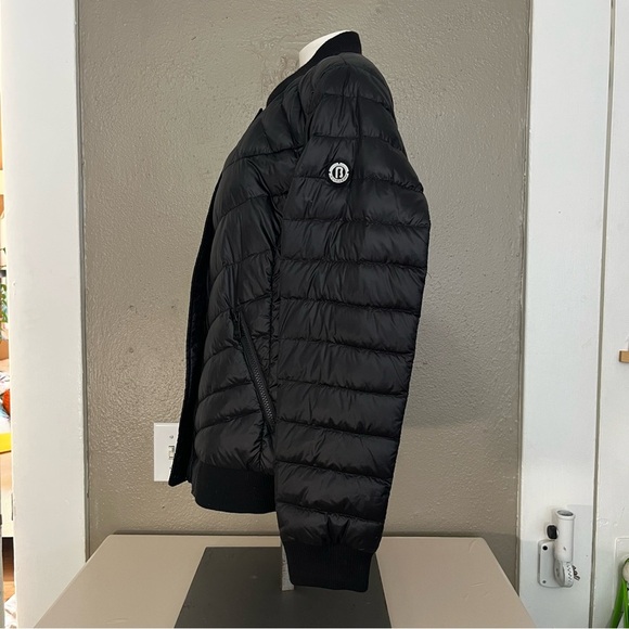 Bernardo Black Quilted Bomber Jacket Women’s L Primaloft Water Resistant - Picture 4 of 17